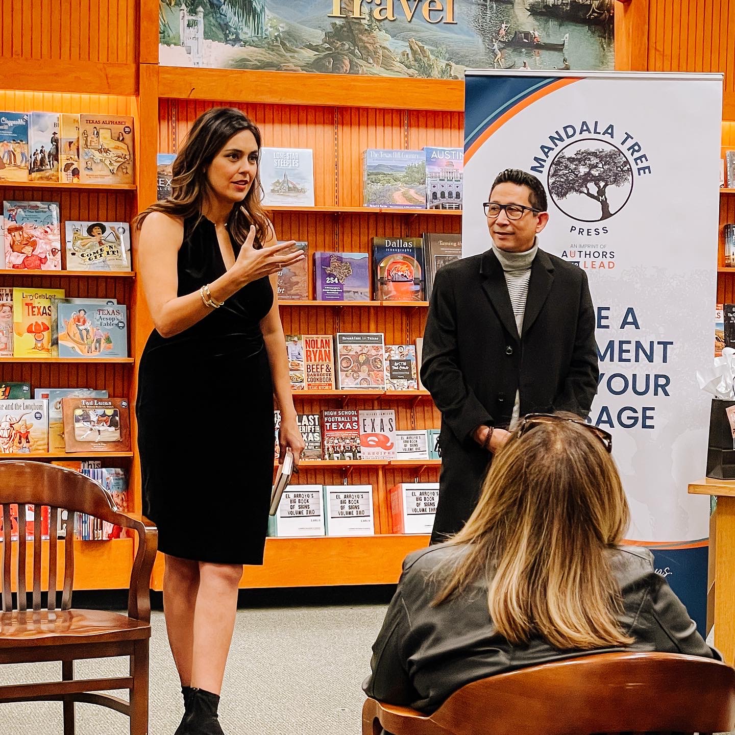 Amanda Tice speaking at a bookstore author event